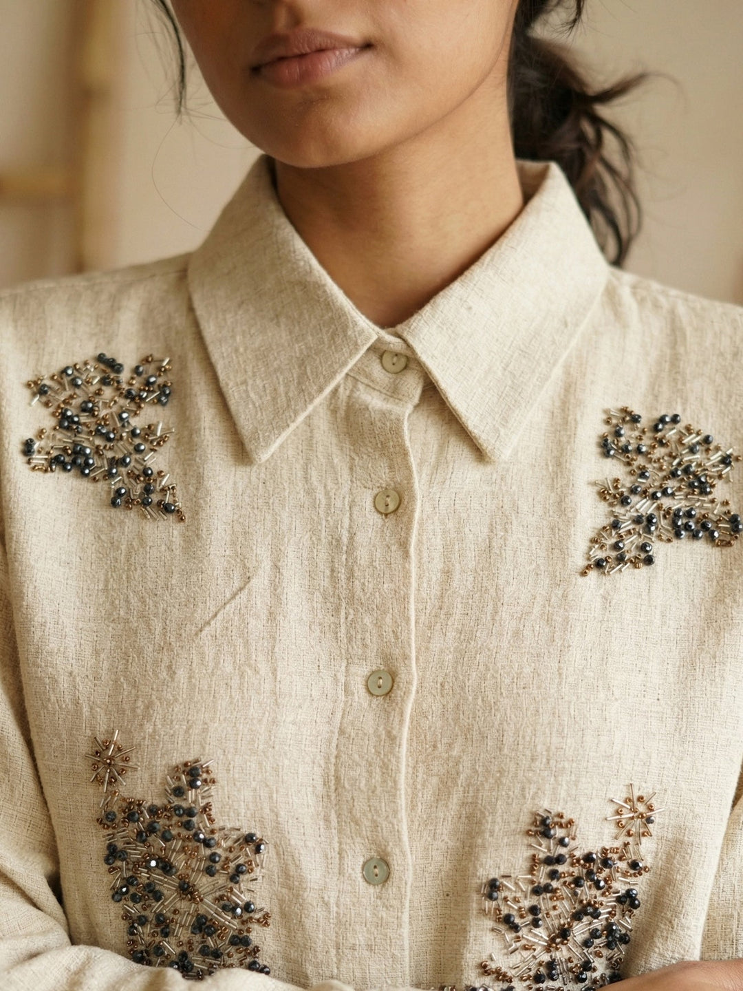 Beige Embelished Shacket
