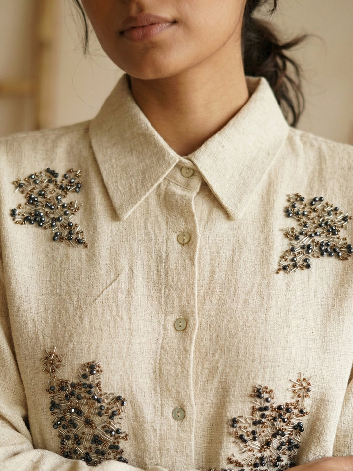 Beige Embelished Shacket
