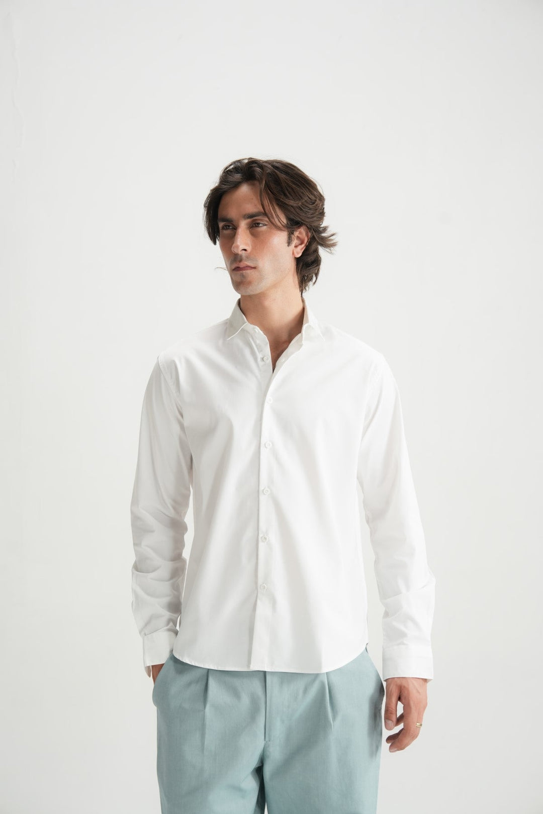 Classic White Button-Down Shirt - Brackets