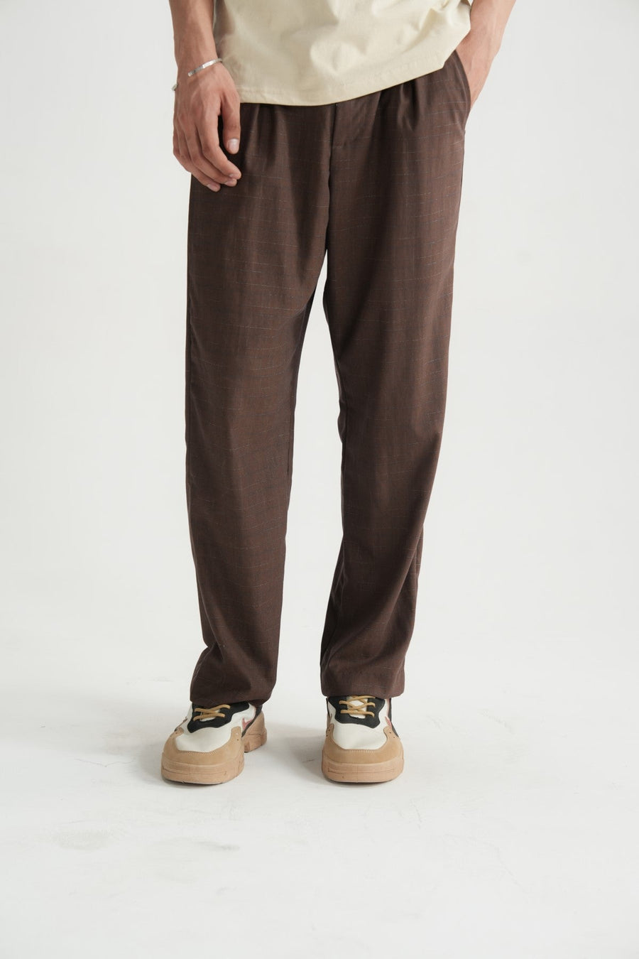Brown Stone Pleated Pant - Brackets