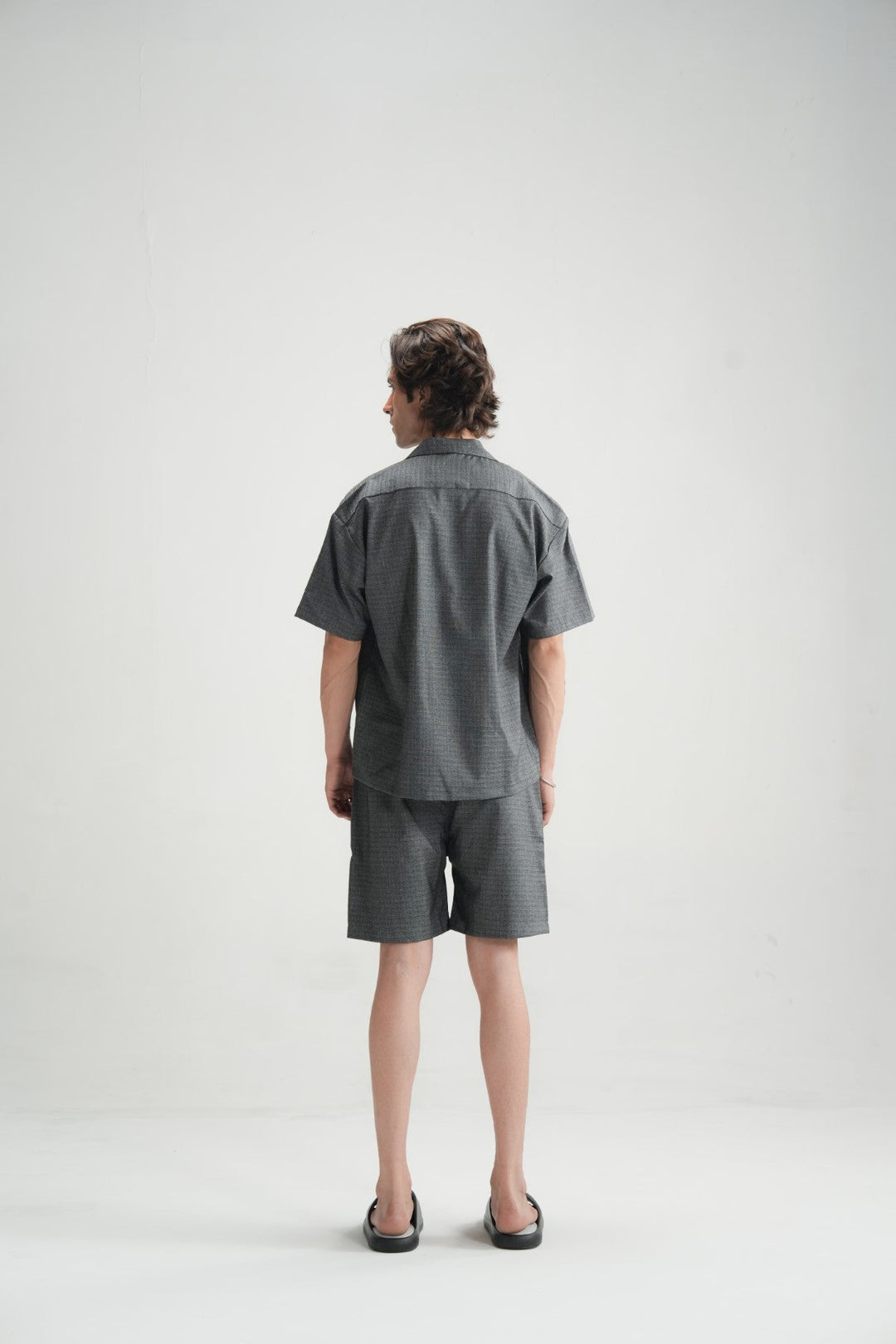 Black Self-Pattern Short - Brackets