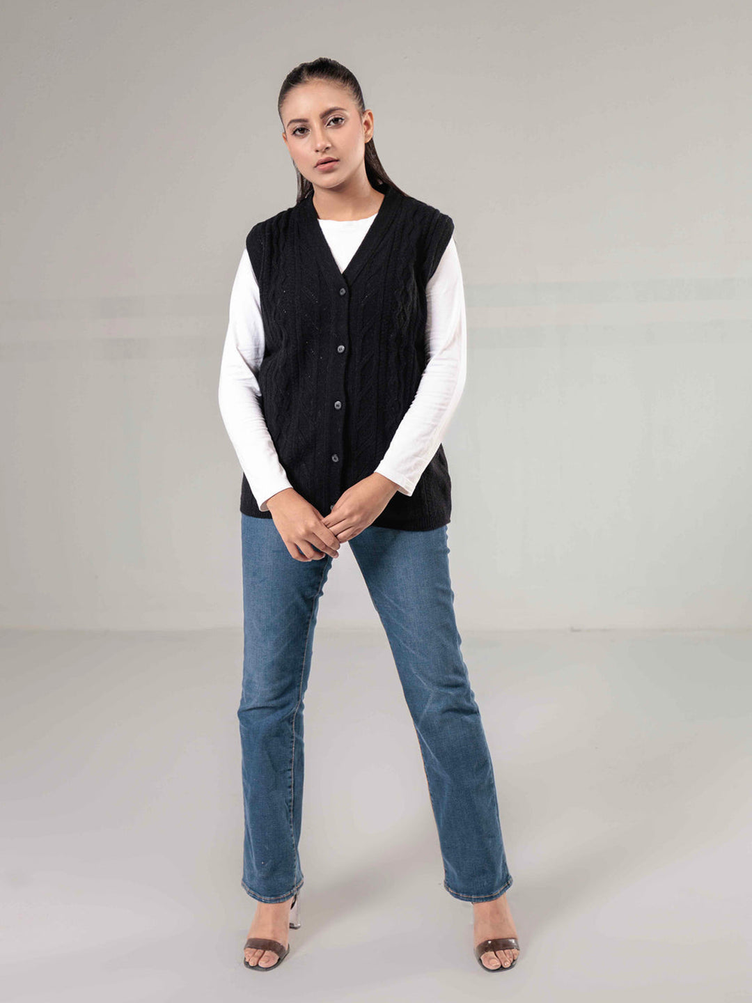 Oxford Ladies S/L Cardigan L-995 (Black)