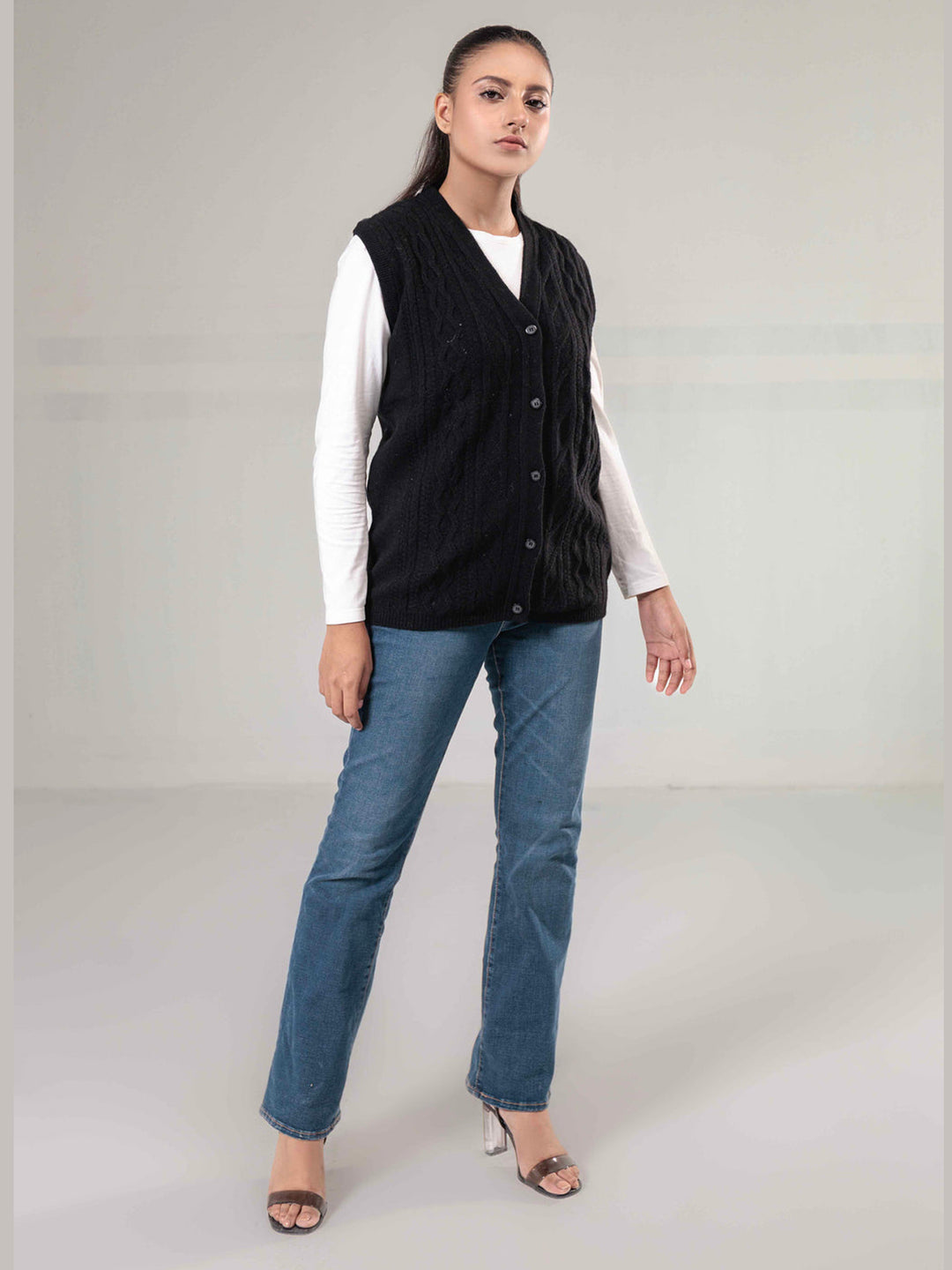 Oxford Ladies S/L Cardigan L-995 (Black)