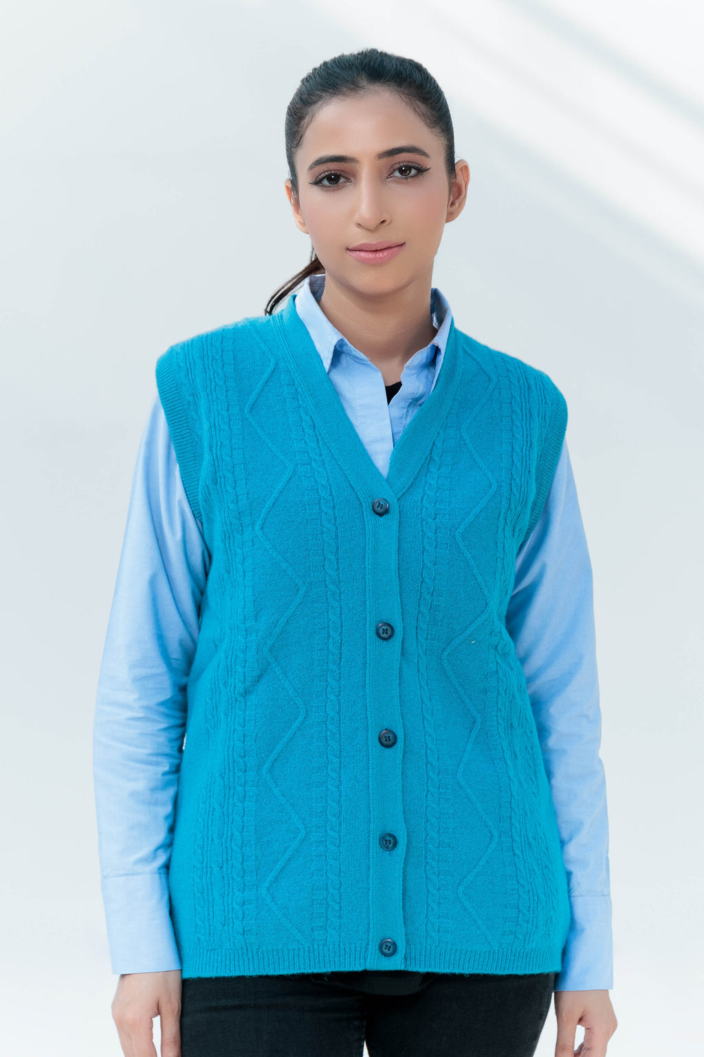 Oxford Ladies L/S Cardigan L-990 (Blue)