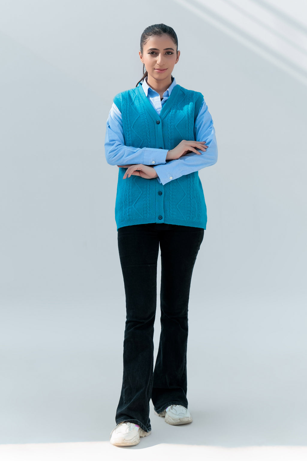 Oxford Ladies L/S Cardigan L-990 (Blue)