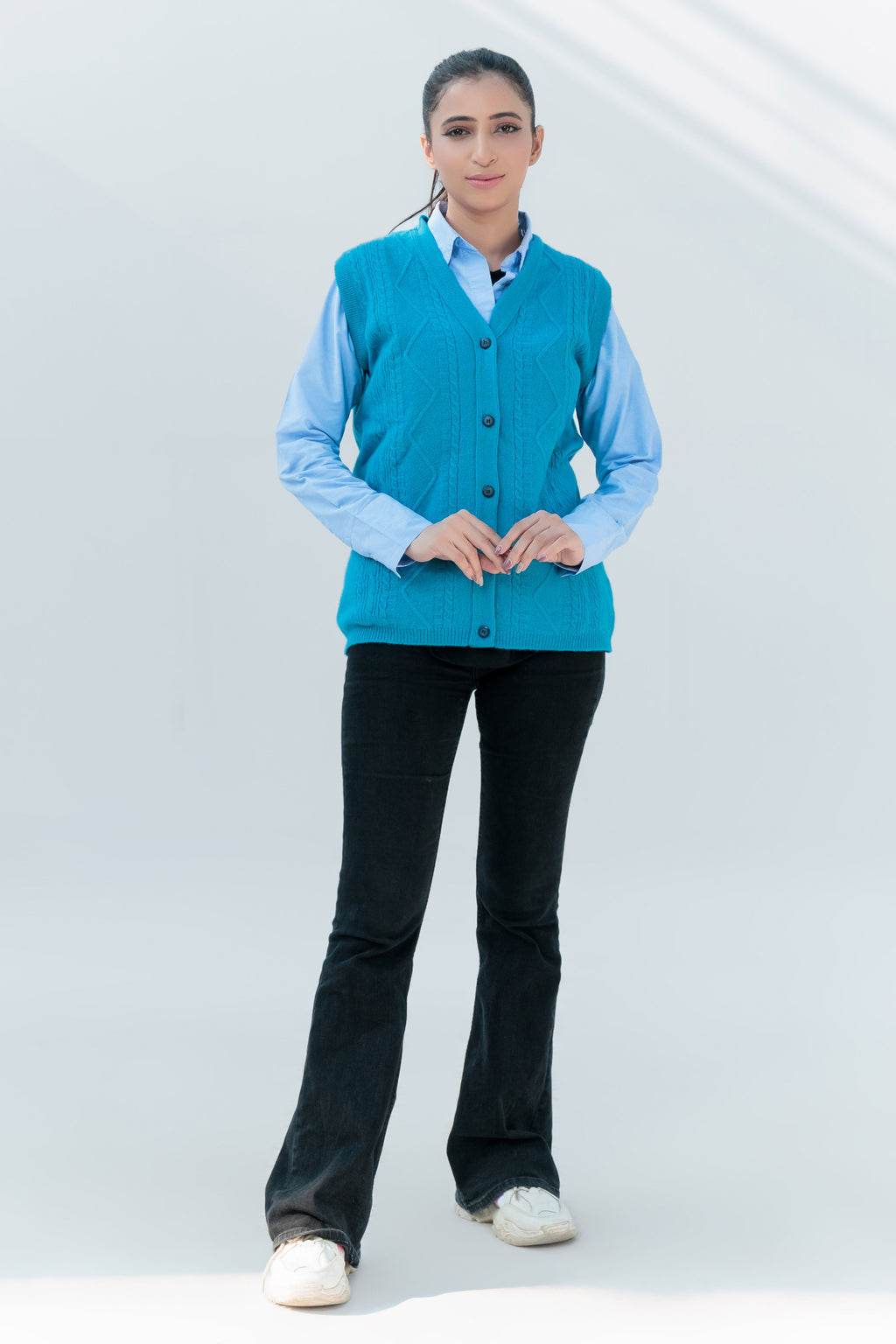 Oxford Ladies L/S Cardigan L-990 (Blue)