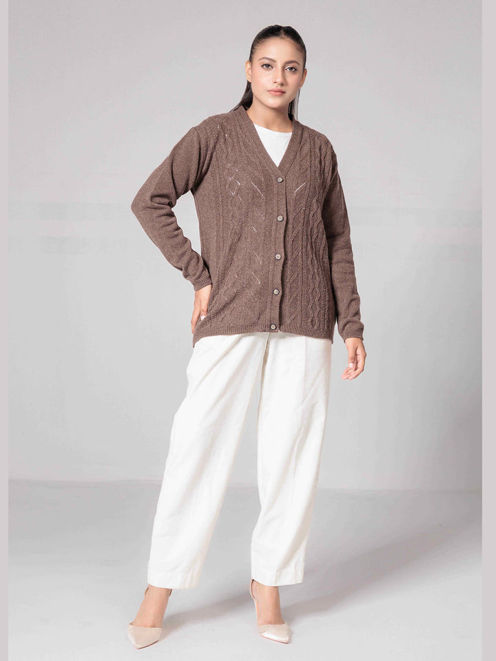 Oxford Ladies F/S Cardigan L-995 (Brown)