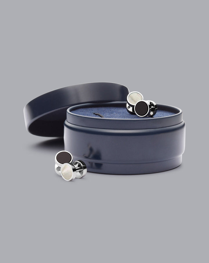 Mother Of Pearl And Onyx Evening Studs