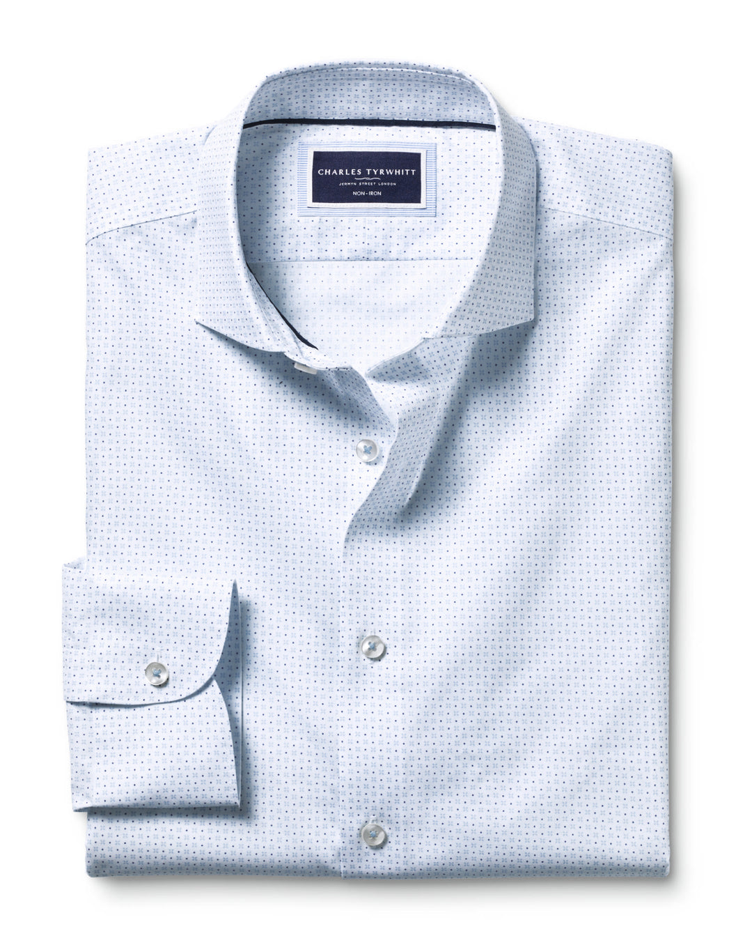 Light Blue Petal Print Non-Iron Slim Fit Shirt CSB0224LBU