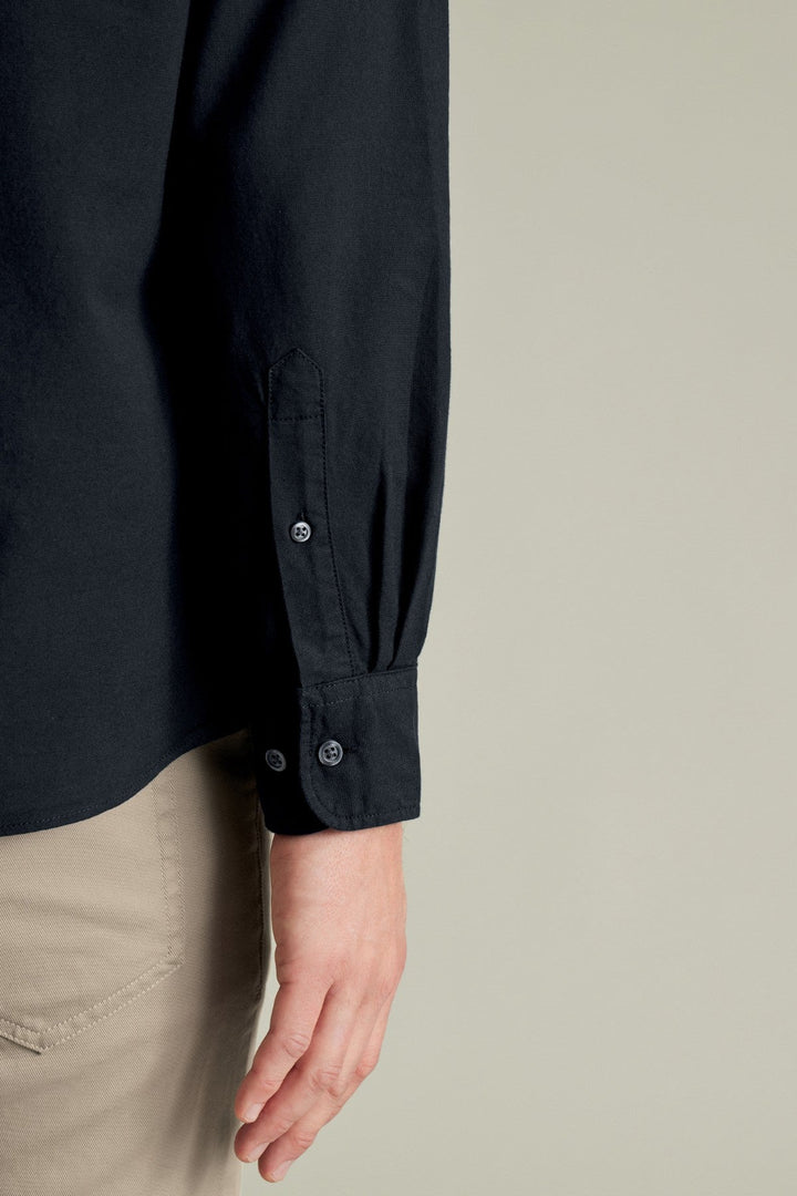 Black Button-Down Stretch Washed Oxford Slim Fit Shirt