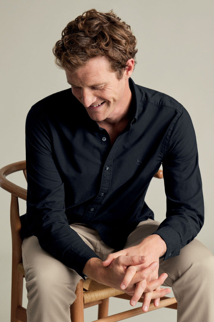 Black Button-Down Stretch Washed Oxford Slim Fit Shirt