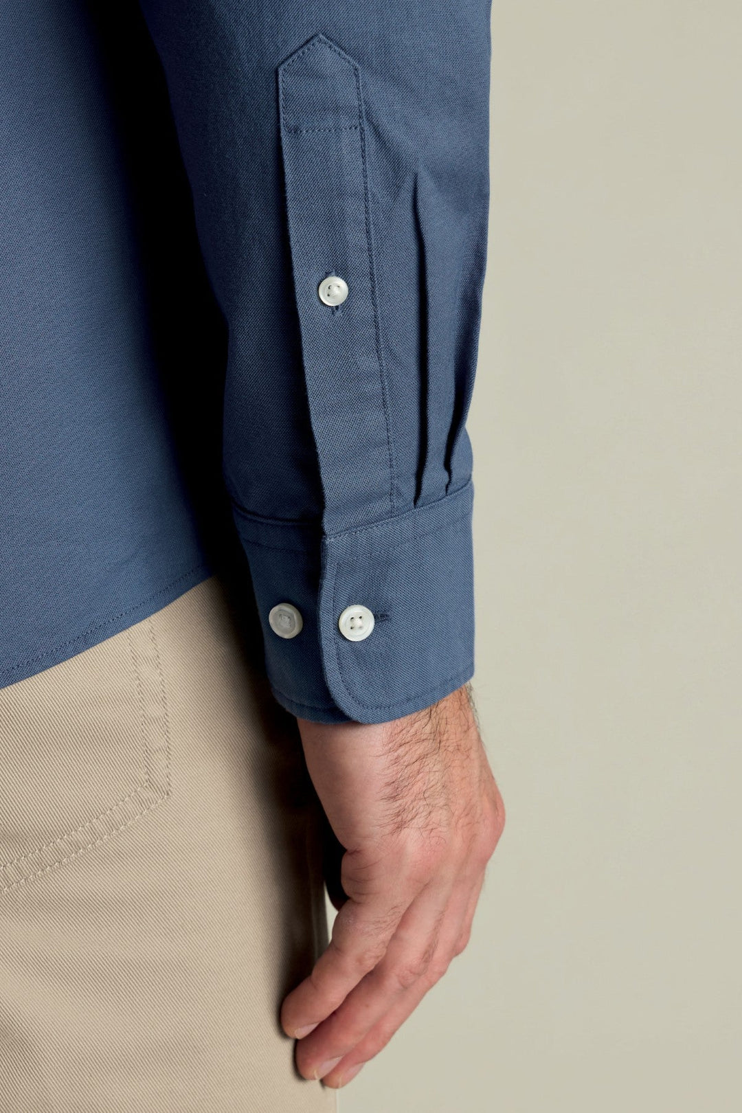Airforce Blue Button-Down Stretch Washed Oxford Slim Fit Shirt