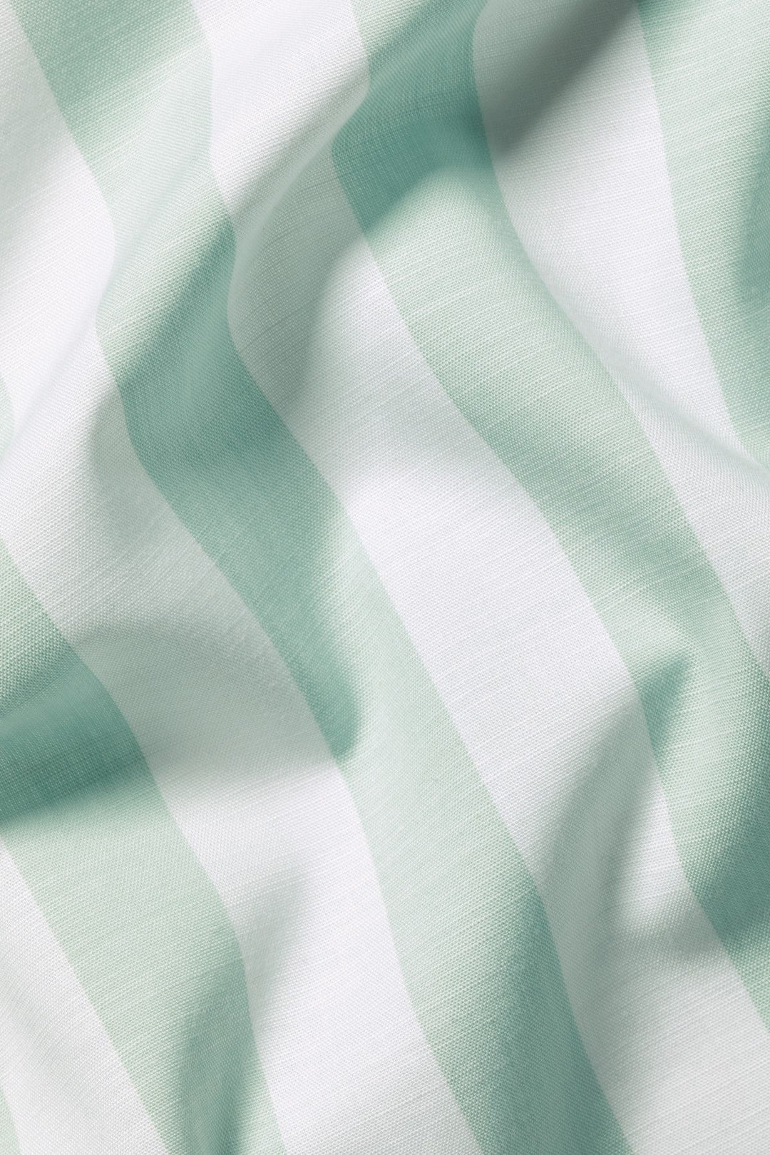 Aqua Green Wide Stripe Non-Iron Stretch Poplin Slub Ss Sf Shirt