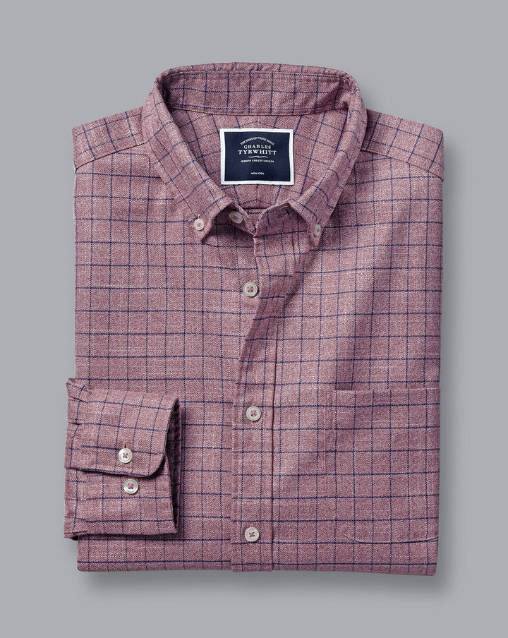 Charles Tyrwhitt Grape Purple Windowpane Check Slim Fit Non-Iron Twill Shirt