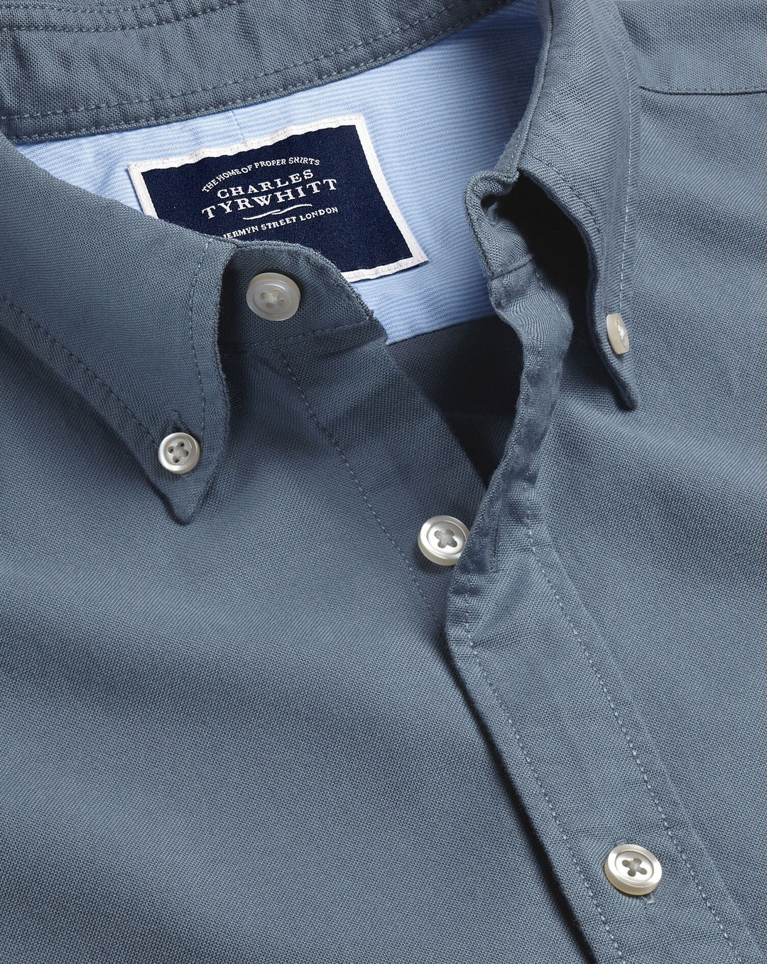 Charles Tyrwhitt Mid Grey Plain Slim Fit Button-Down Washed Oxford Shirt