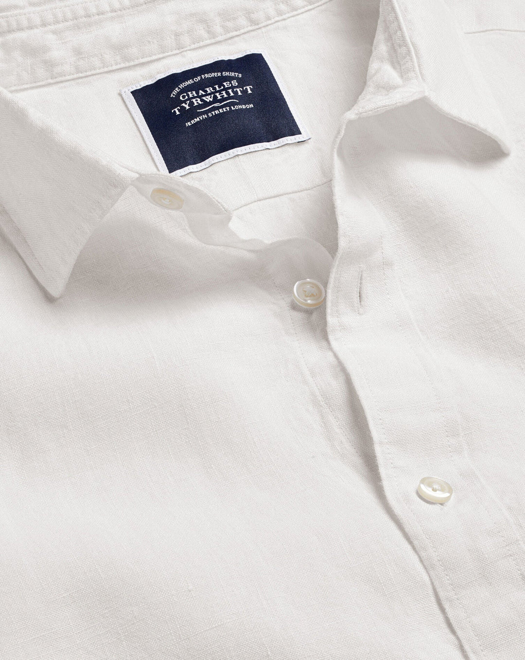 White Plain Slim Fit Pure Linen Shirt