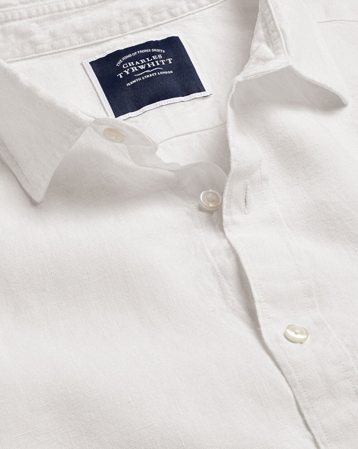 White Plain Slim Fit Pure Linen Shirt
