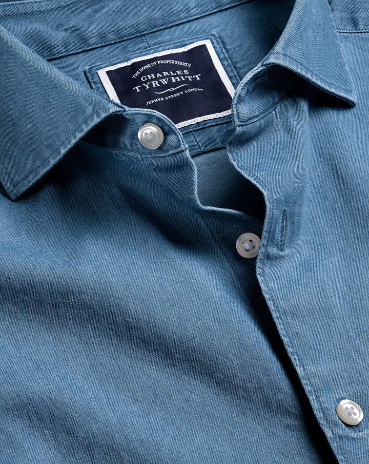 Charles Tyrwhitt Ocean Blue Plain Slim Fit Denim Shirt