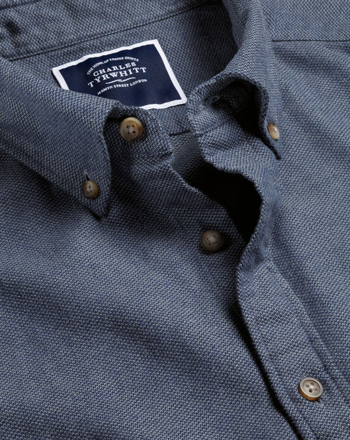 Charles Tyrwhitt Steel Blue Arrow Dobby Slim Fit Flannel Shirt
