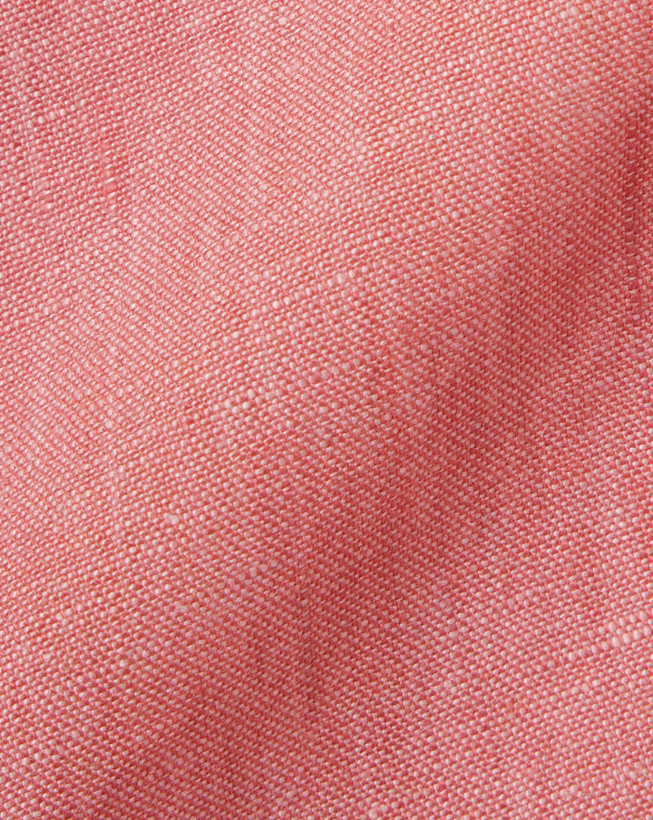 Salmon Pink Plain Slim Fit Pure Linen Shirt