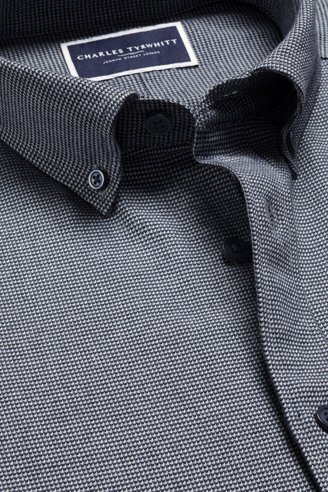 Airforce Blue Puppytooth Dobby Flannel Slim Fit Shirt