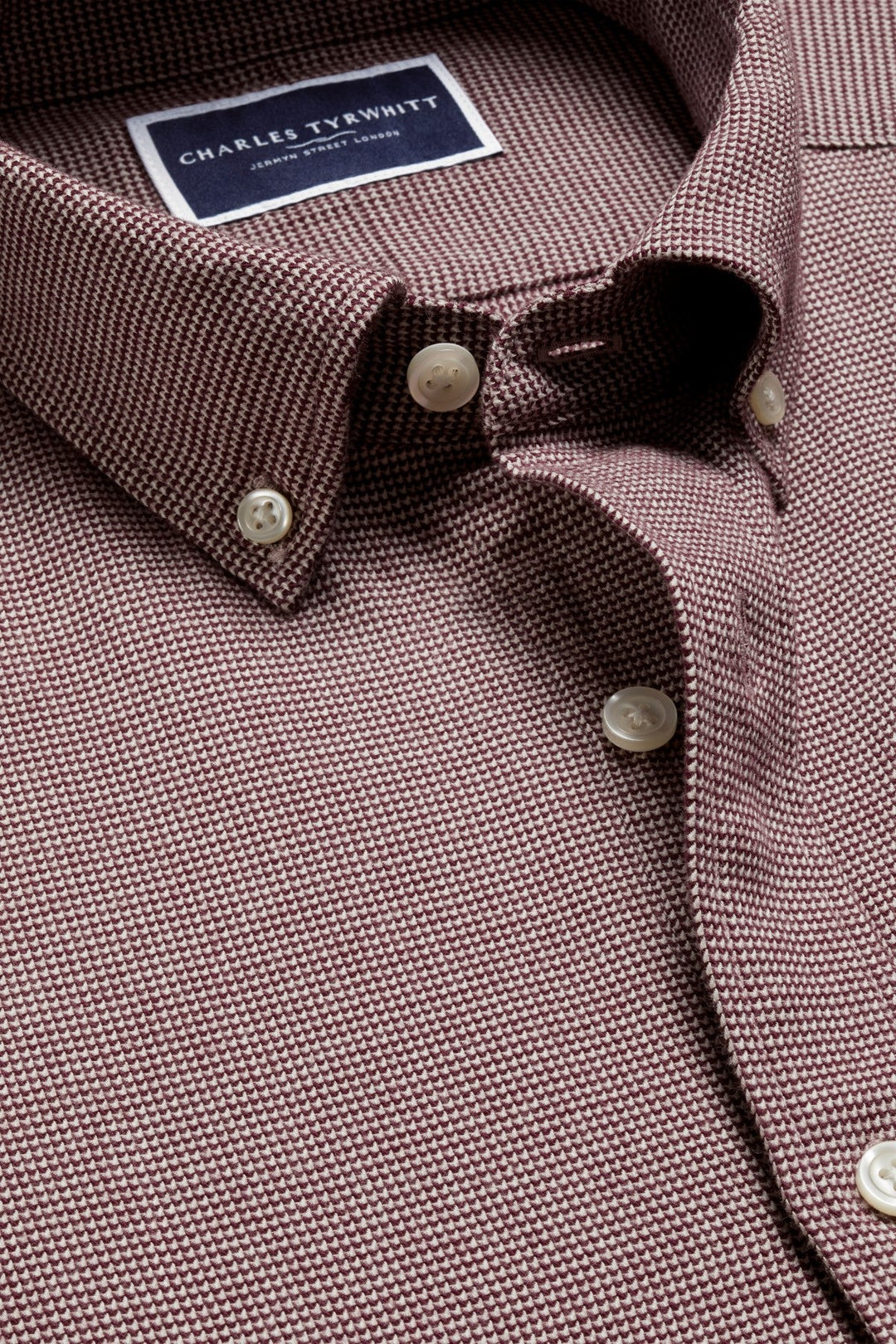 Claret Pink Puppytooth Dobby Flannel Slim Fit Shirt