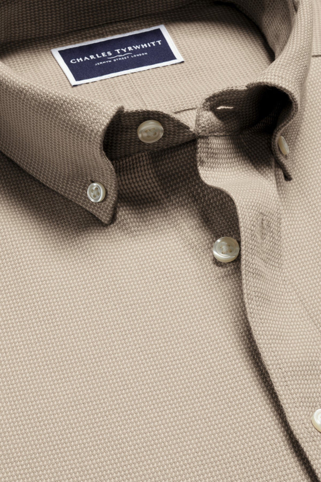 Taupe Puppytooth Dobby Flannel Slim Fit Shirt