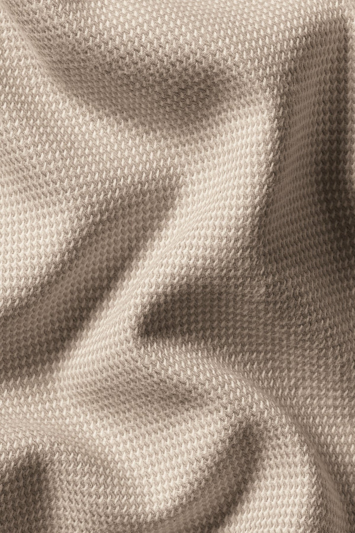 Taupe Puppytooth Dobby Flannel Slim Fit Shirt