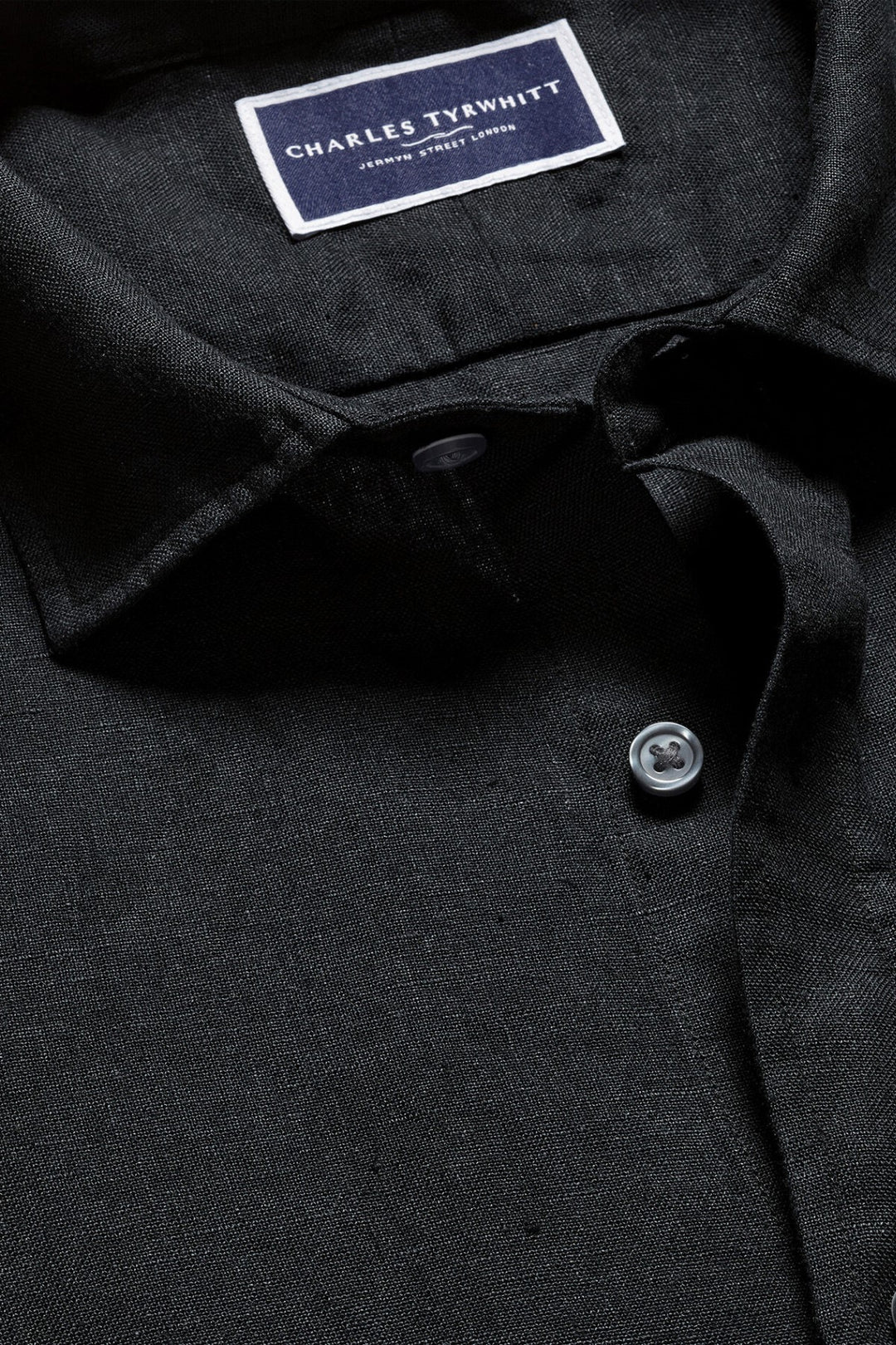 Black Pure Linen Slim Fit Shirt