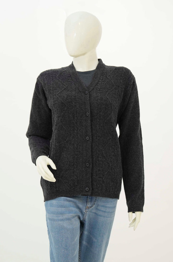 Oxford Ladies L/S Cardigan L-990 (Charcoal)