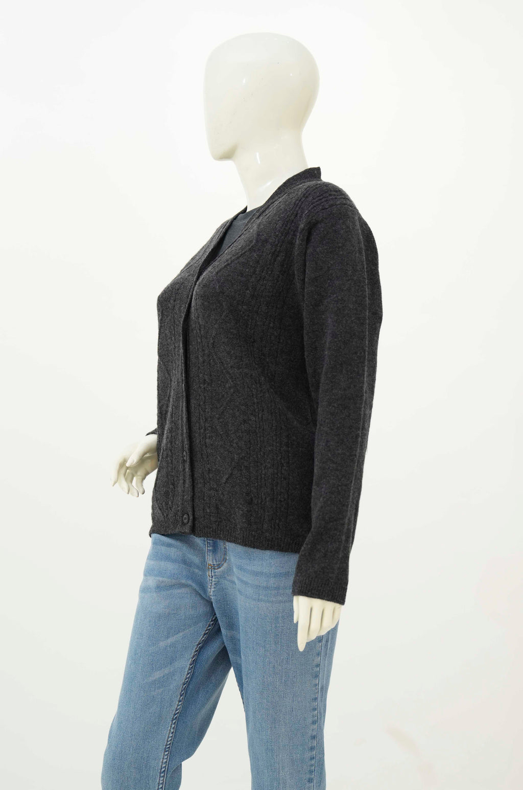 Oxford Ladies L/S Cardigan L-990 (Charcoal)