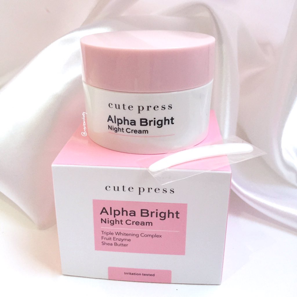 Cute Press Alpha Bright Night Cream 30g Tripple Whitening Complex (Thai)