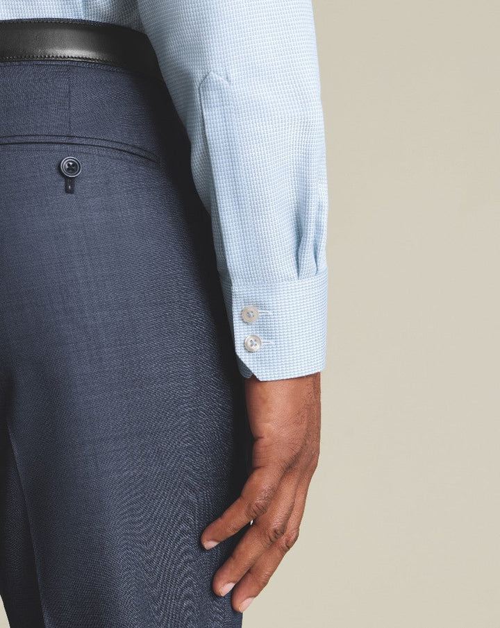 Sky Blue Non-Iron Stretch Burlington Weave Cutaway Slim Fit Shirt