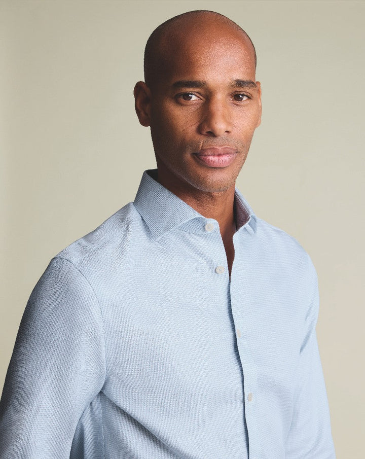 Sky Blue Non-Iron Stretch Burlington Weave Cutaway Classic Fit Shirt
