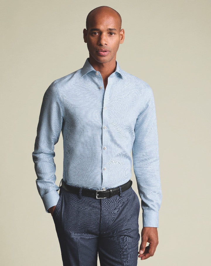 Sky Blue Non-Iron Stretch Burlington Weave Cutaway Classic Fit Shirt