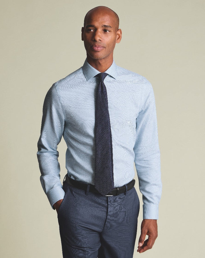 Sky Blue Non-Iron Stretch Burlington Weave Cutaway Classic Fit Shirt