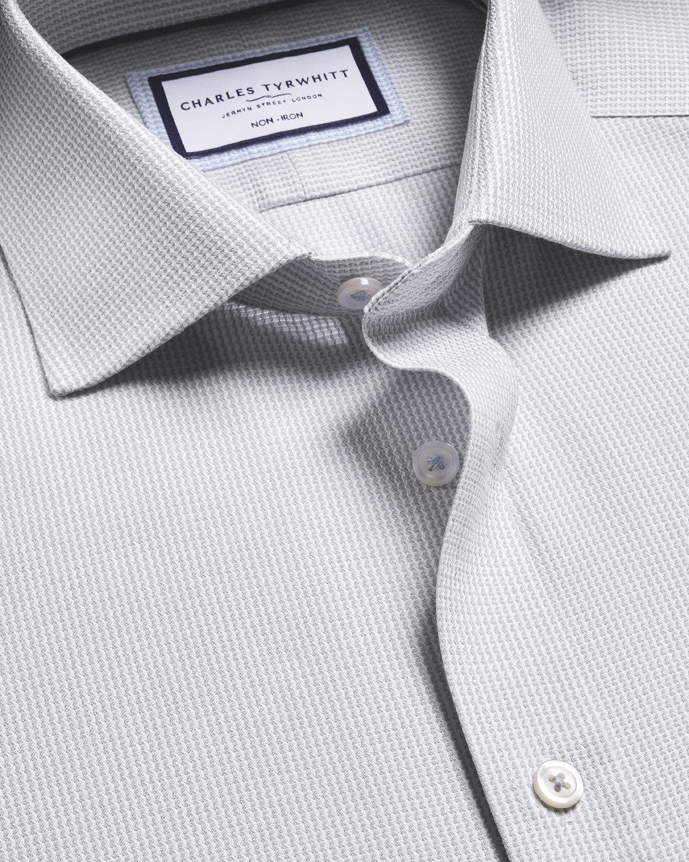 Silver Grey Non-Iron Stretch Burlington Weave Ca Slim Fit Shirt