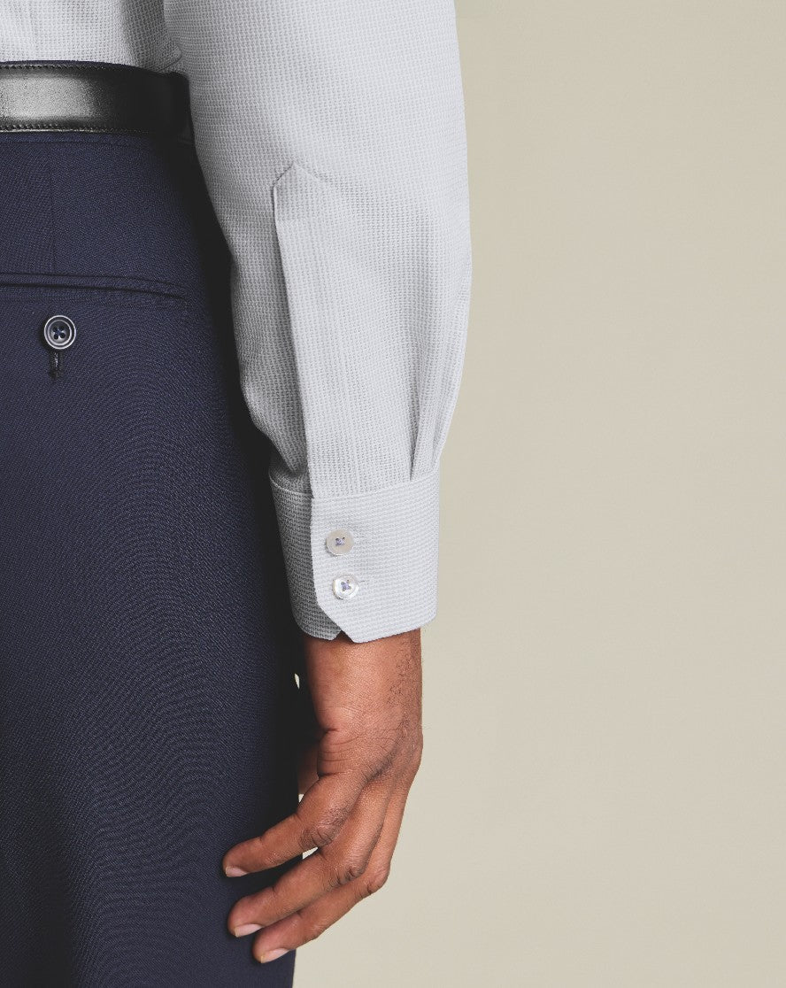 Silver Grey Non-Iron Stretch Burlington Weave Ca Slim Fit Shirt