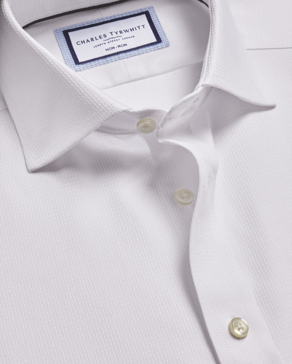 White Non-Iron Stretch Burlington Weave Cutaway Slim Fit Shirt