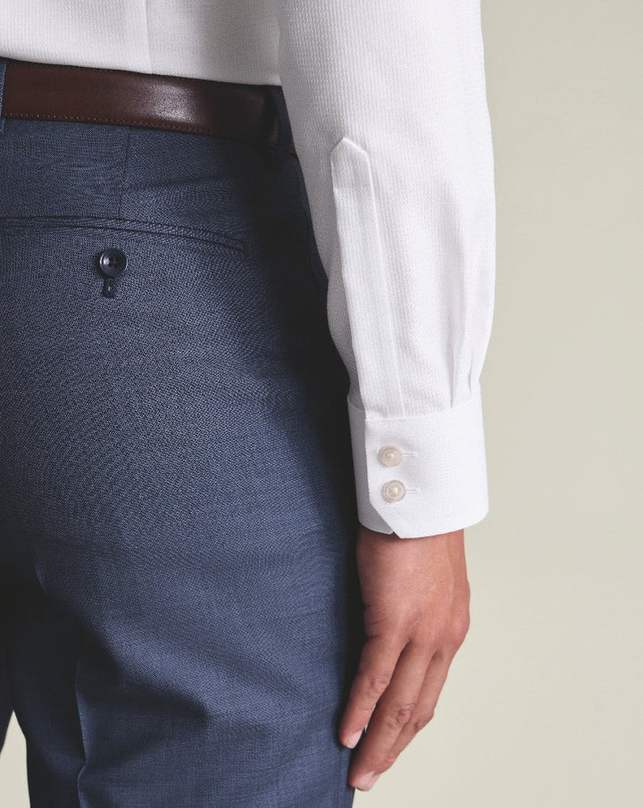 White Non-Iron Stretch Burlington Weave Cutaway Slim Fit Shirt