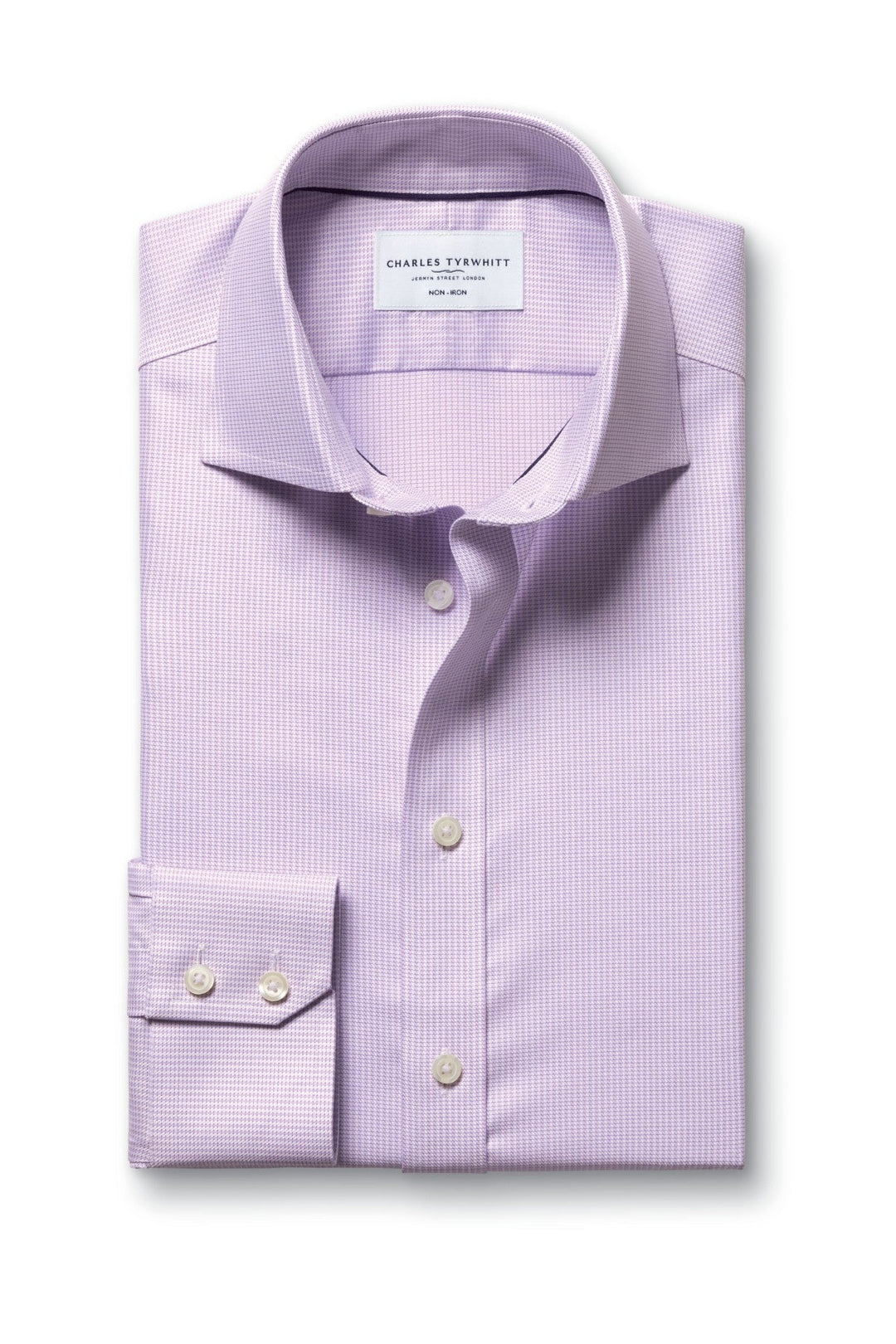 Lilac Non-Iron Stretch Greenwich Weave Cutaway Slim Fit Shirt