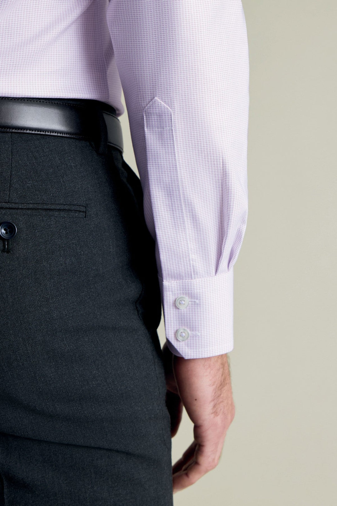 Lilac Non-Iron Stretch Greenwich Weave Cutaway Slim Fit Shirt