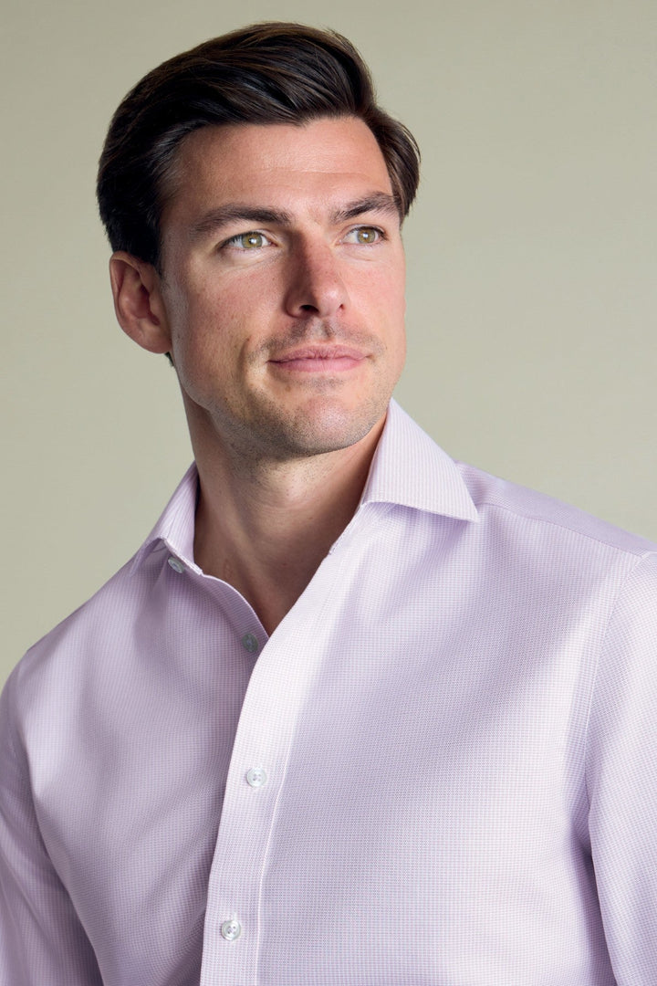Lilac Non-Iron Stretch Greenwich Weave Cutaway Slim Fit Shirt