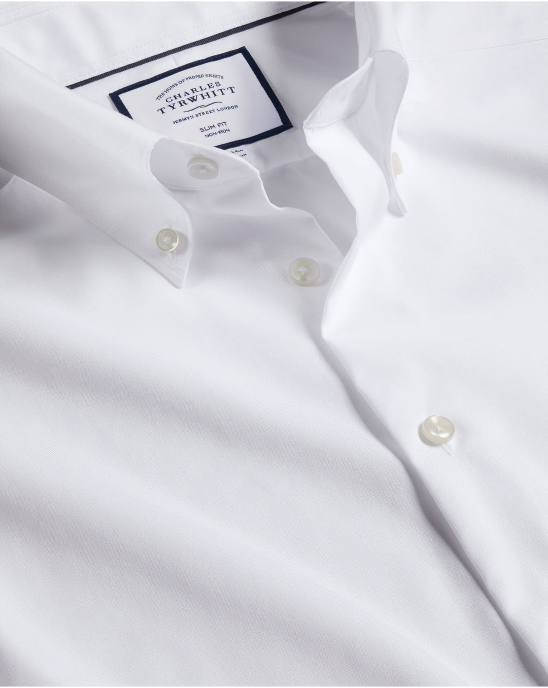 White Non-Iron Button-Down Oxford Slim Fit Shirt FOB0188WHT