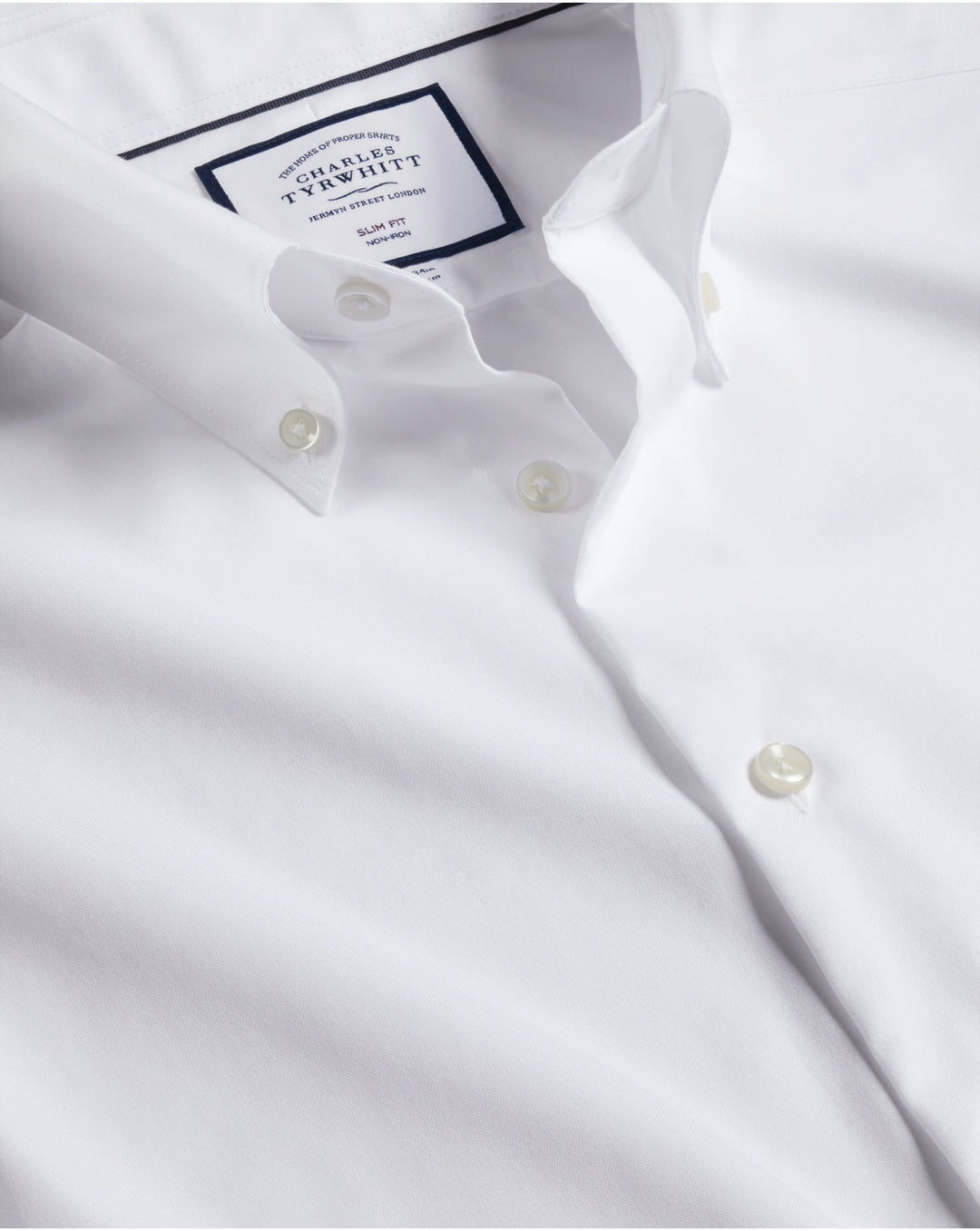 White Non-Iron Button-Down Oxford Slim Fit Shirt