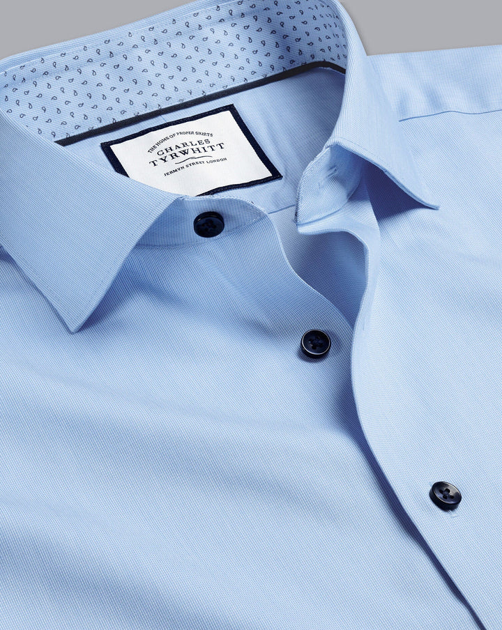 Charles Tyrwhitt Sky Twill With Printed Trim Slim Fit Shirt