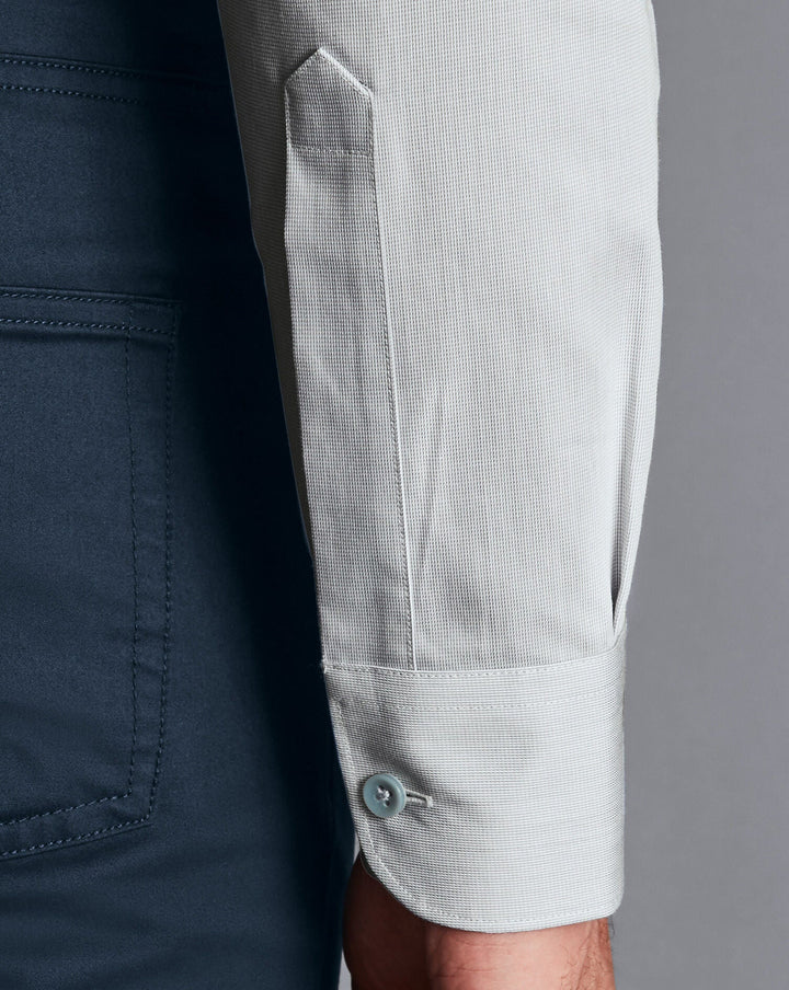 Charles Tyrwhitt Light Grey Twill With Printed Trim Slim Fit Shirt