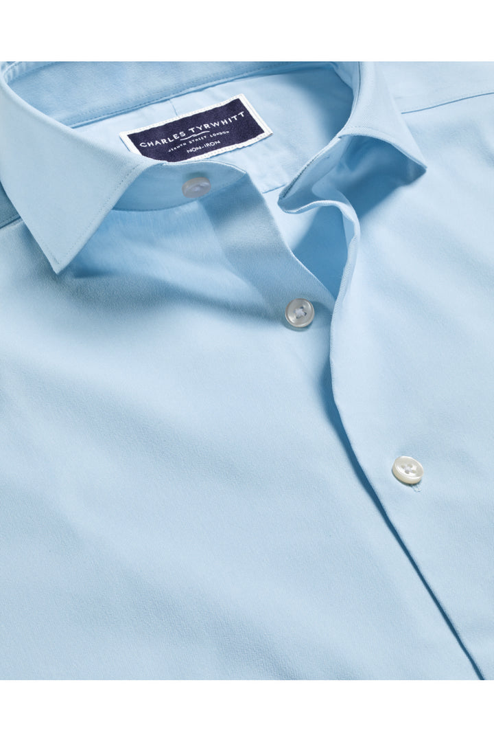 Sky Blue Non-Iron Stretch Twill Slim Fit Shirt