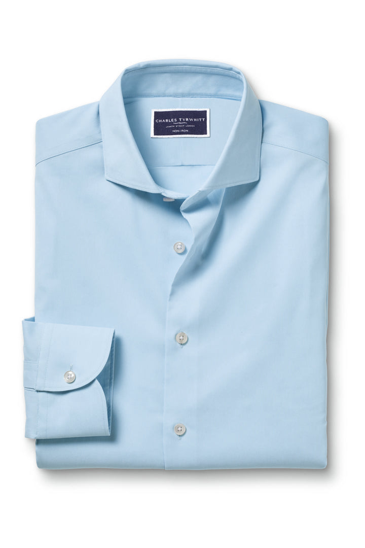 Sky Blue Non-Iron Stretch Twill Slim Fit Shirt