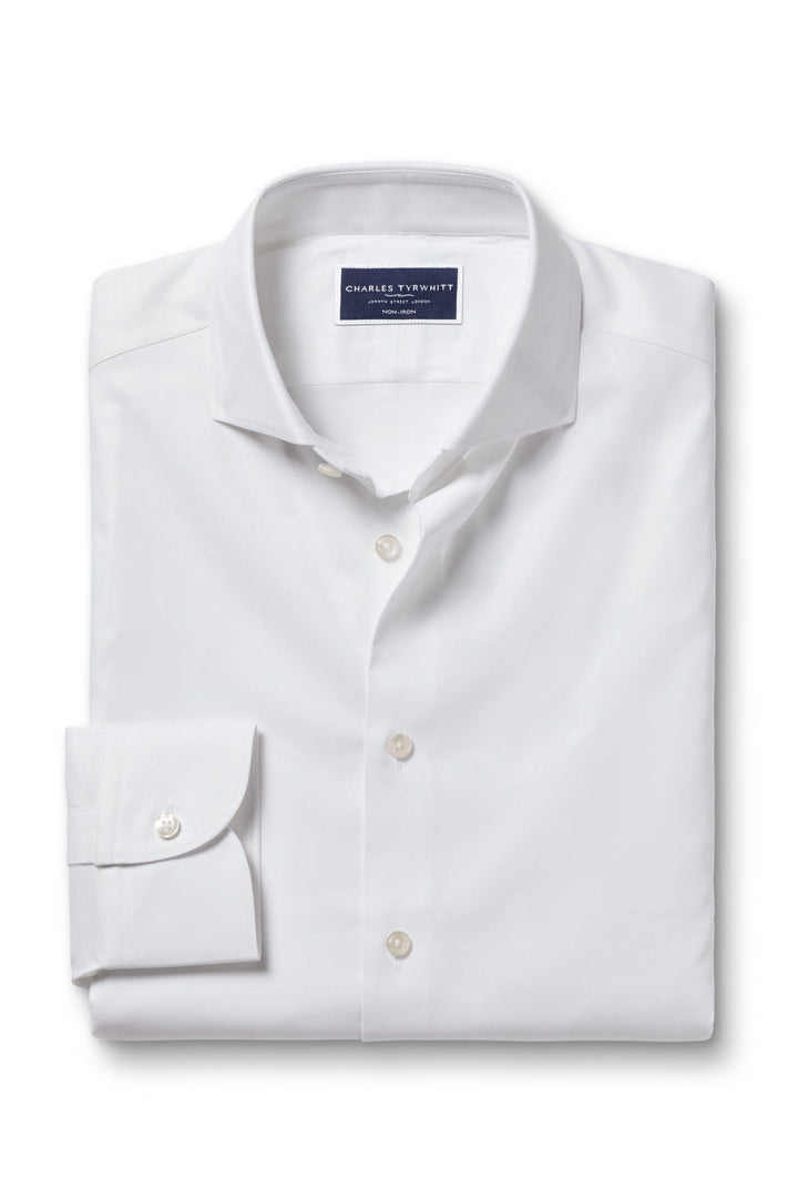 White Non-Iron Stretch Twill Slim Fit Shirt